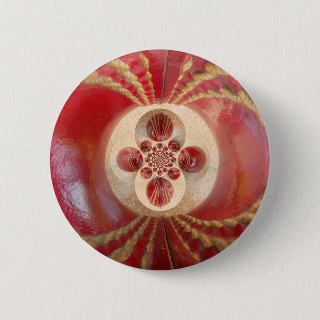 Red Cricket Balls Abstract Art Print Design Button (Front)