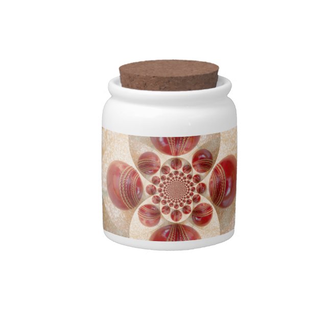 Red Cricket Balls Abstract Art Print Design Candy Jar (Front)