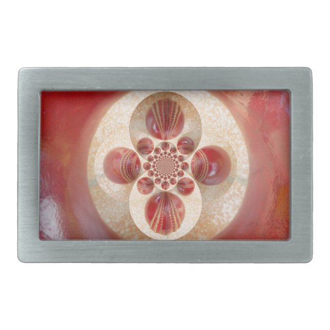 Red Cricket Balls Abstract Art Print Design Rectangular Belt Buckle (Front)