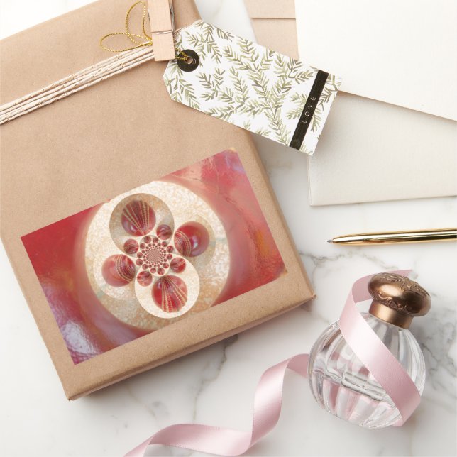 Red Cricket Balls Abstract Art Print Design Rectangular Sticker (Gifting)