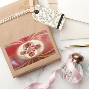 Red Cricket Balls Abstract Art Print Design Rectangular Sticker