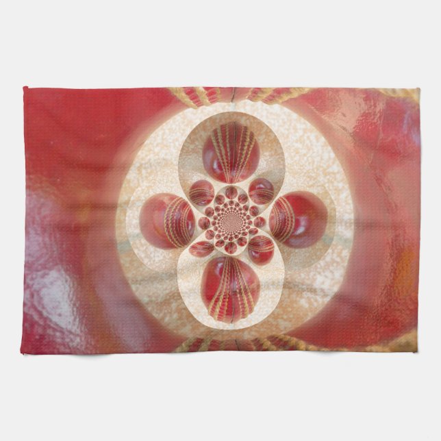 Red Cricket Balls Abstract Art Print Design Towel (Horizontal)