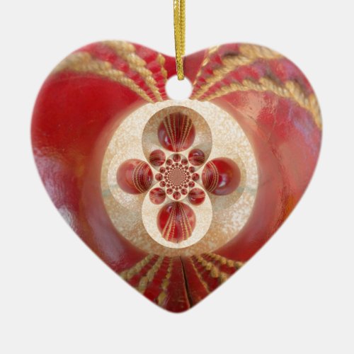 Red Cricket balls design Ceramic Ornament