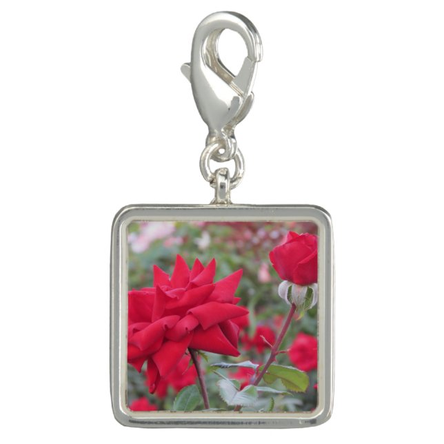 Red Crimson Bouquet Roses Charm (Front)