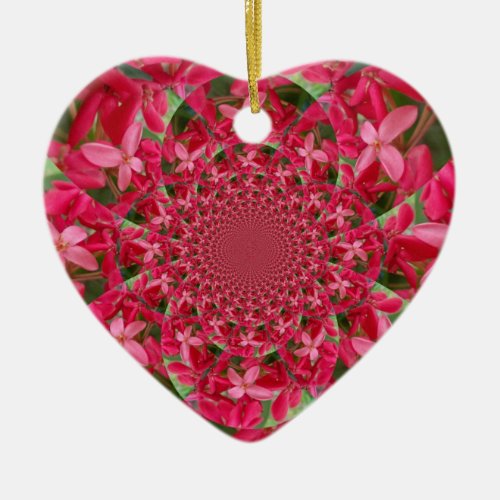 Red Crimson Flower Heart Ornament