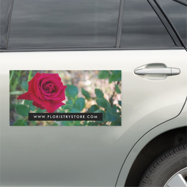 Red Crimson Rose, Floristry Car Magnet (In Situ)