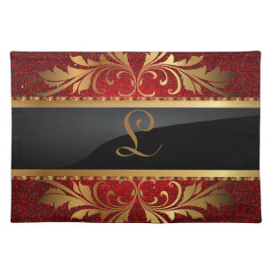 Red Crimson Sequin Disco Glitz Pattern Placemat