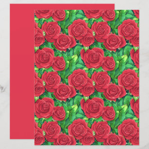 Red / Crimson Watercolor Rose Pattern