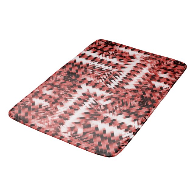 Red crisscross stripes with gradient or polished   bath mat (Angled)