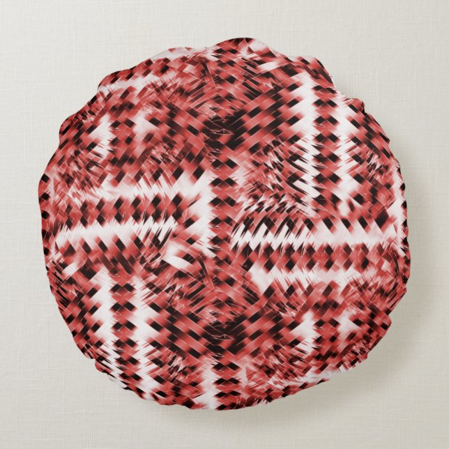 Red crisscross stripes with gradient or polished   round pillow (Back)