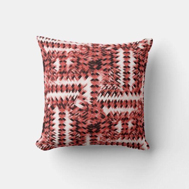 Red crisscross stripes with gradient or polished  throw pillow (Front)
