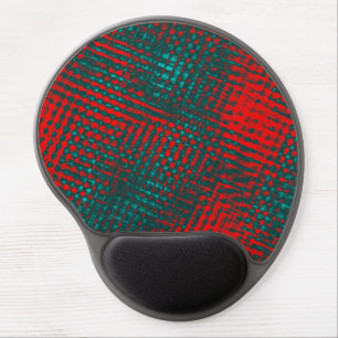 Red crisscrossing scratches over charred cyan      gel mouse pad