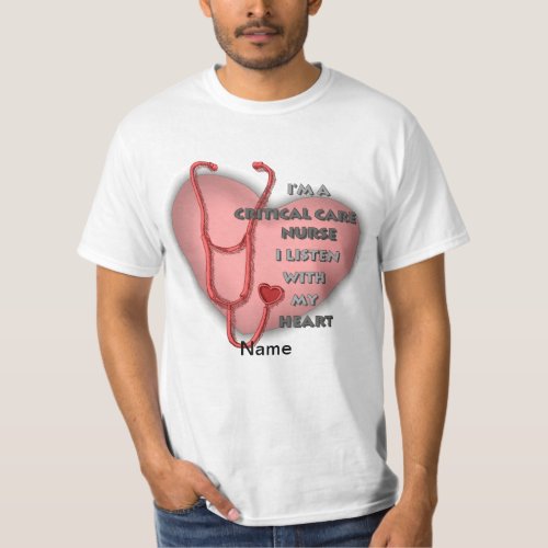 Red Critical Care Nurse custom name T_Shirt