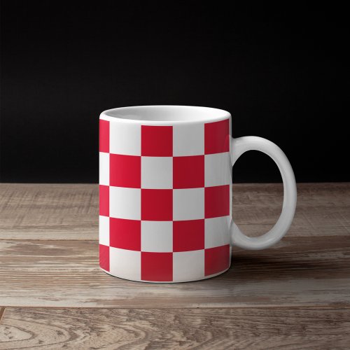 Red Croatian Geometric Checkers Coffee Mug