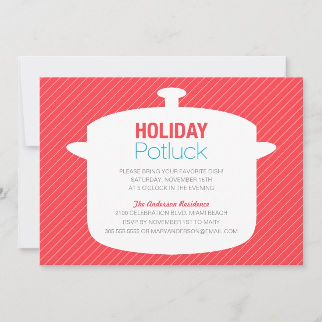 RED CROCK POT | HOLIDAY POTLUCK INVITATIONS (Front)