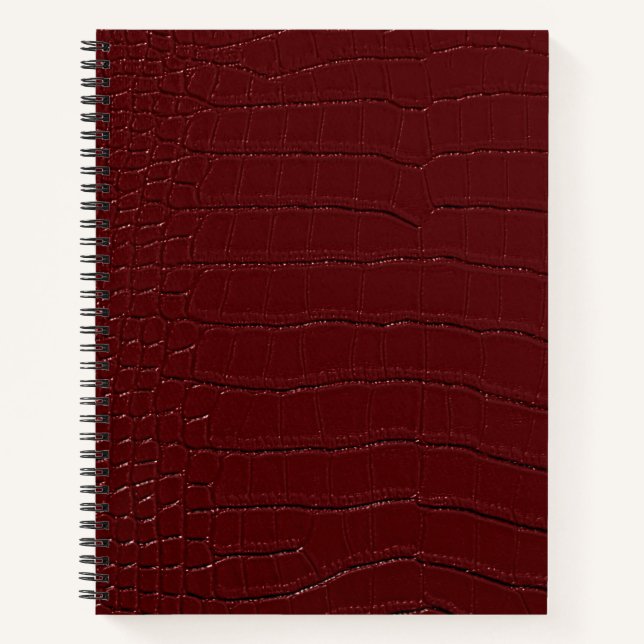 Red Crocodile Skin Print Varnished Notebook (Front)