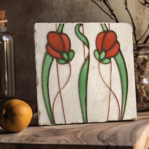 Red Crocus Wall Decor Art Nouveau Art Deco Trivet