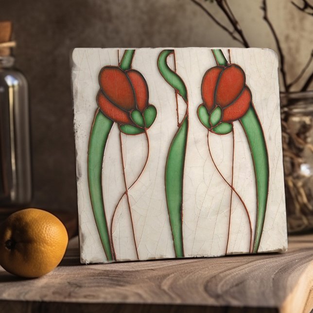 Red Crocus Wall Decor Art Nouveau Art Deco Trivet (Creator Uploaded)