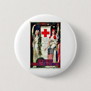 Red Cross Christmas Pinback Button