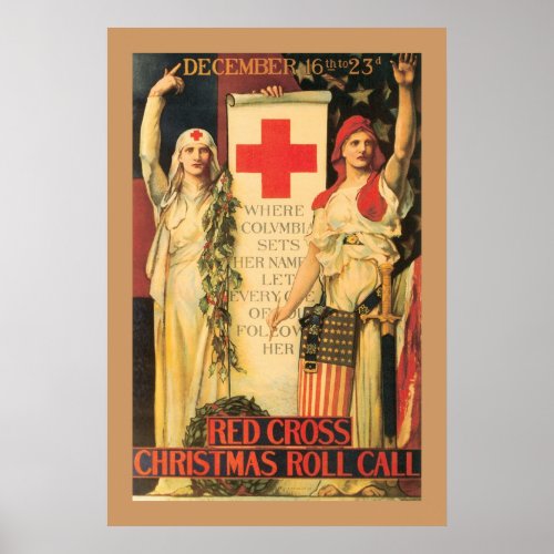 Red Cross Christmas Roll Call Poster