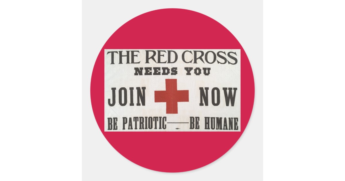 Red Cross Sign Sticker Red Cross Classic Round Sticker | Zazzle