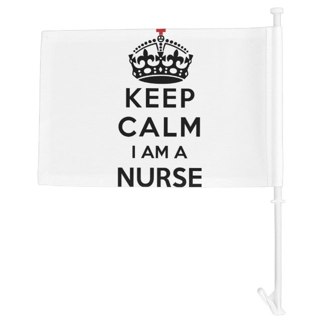 red cross crown Keep Calm I am a Nurse Car Flag (Back)