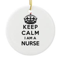red cross crown Keep Calm I am a Nurse Ceramic Ornament