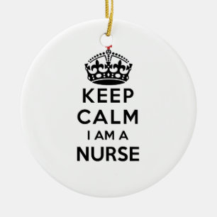 red cross crown Keep Calm I am a Nurse Ceramic Ornament