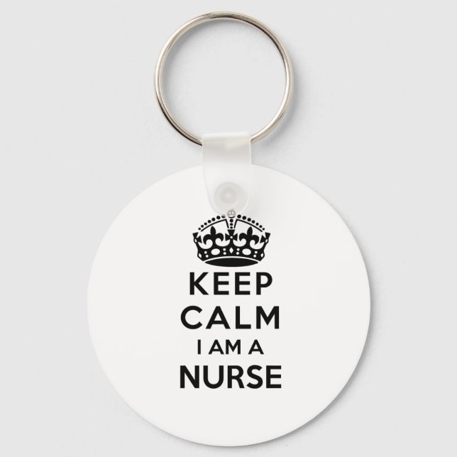 red cross crown Keep Calm I am a Nurse Keychain (Front)