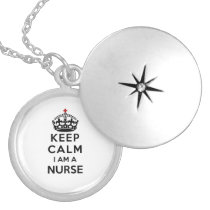 red cross crown Keep Calm I am a Nurse Locket Necklace