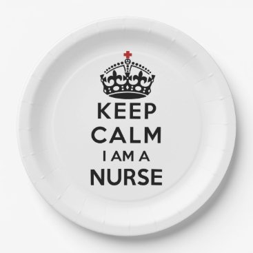 red cross crown Keep Calm I am a Nurse Paper Plates