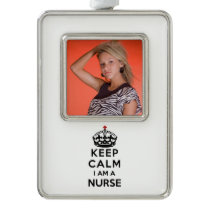 red cross crown Keep Calm I am a Nurse Silver Plated Framed Ornament