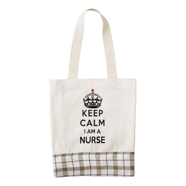 red cross crown Keep Calm I am a Nurse Zazzle HEART Tote Bag (Front)