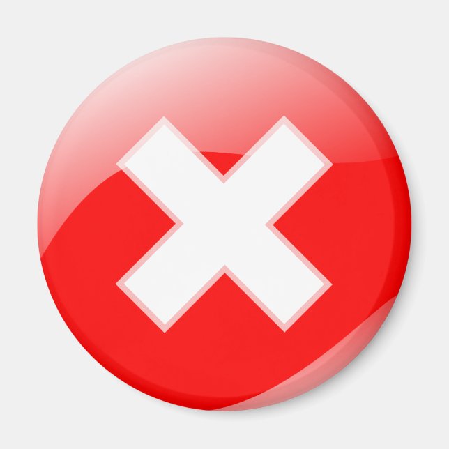 Red Cross No X Incorrect Symbol Magnet (Front)