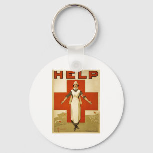 Red Cross Nurse Help Advertisement World War 2 Keychain