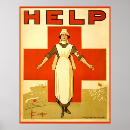 Red Cross Nurse Vintage World War 1 Poster_Canvas Poster