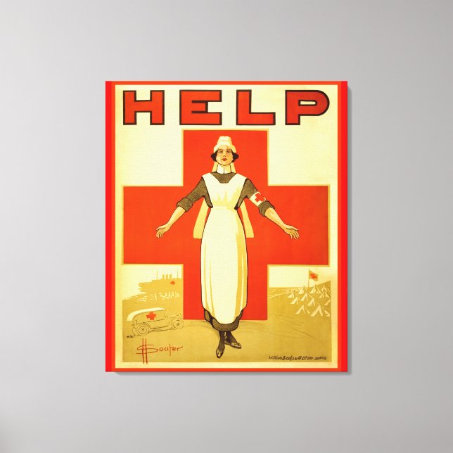 Red Cross Nurse World War 1 Poster Wrapped Canvas Print (Front)