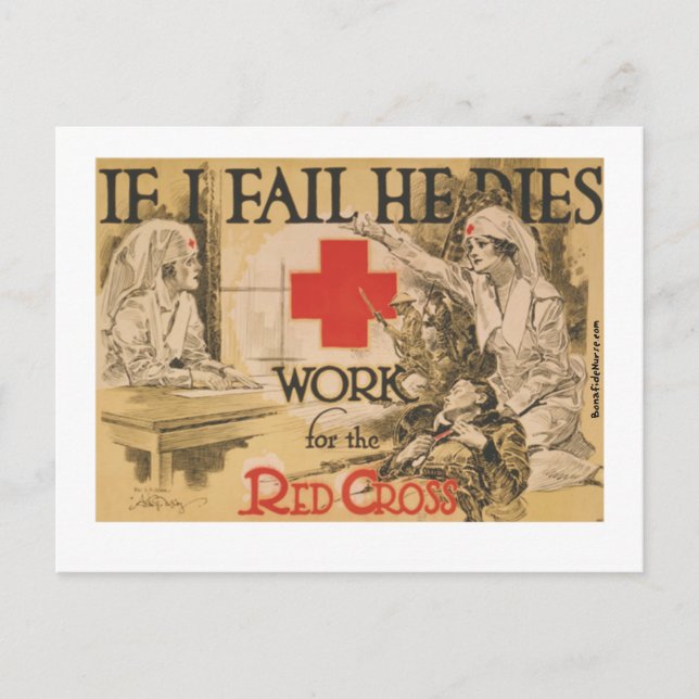 Red Cross Poster - If I Fail He Dies Postcard (Front)