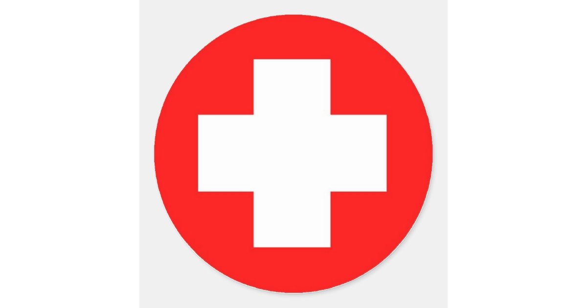 Red Cross Products & Designs! Classic Round Sticker Zazzle