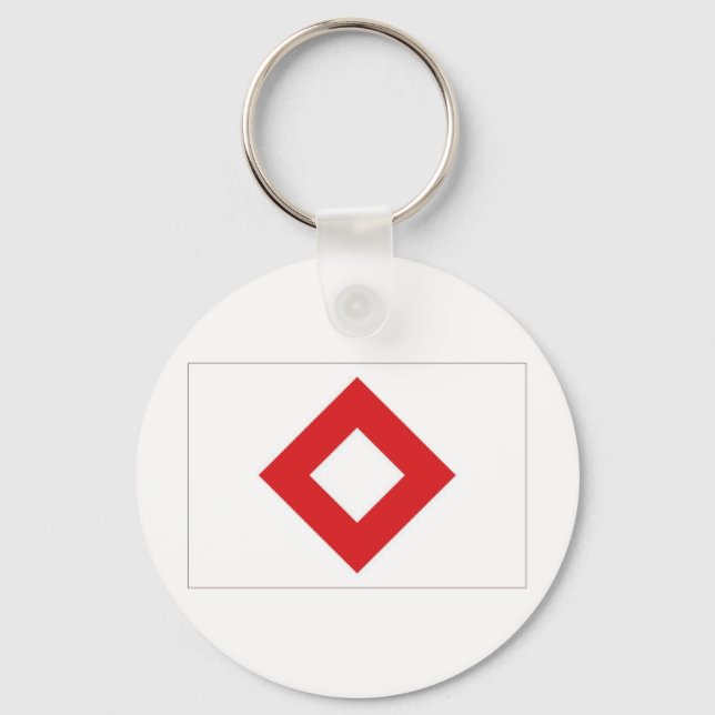 Red Cross Red Crystal Flag Keychain (Front)