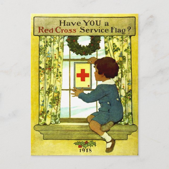 Red Cross Service Flag Postcard (Front)