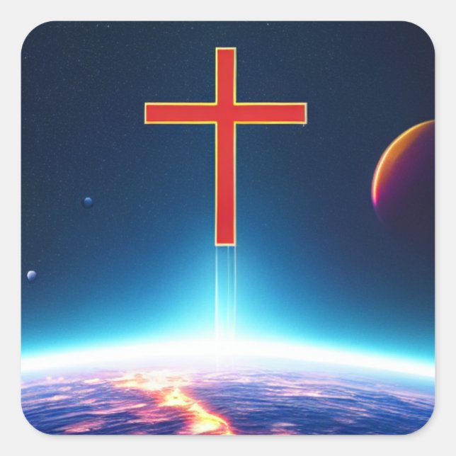 Red Cross Spacescape Sticker (Front)