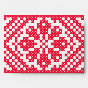 Red cross-stitch Russian Pattern Envelope