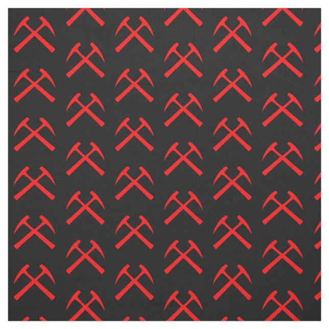 Red Crossed Rock Hammers Fabric (Swatch)