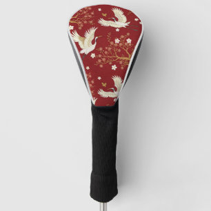 Red Crown Crane Sakura Pattern (1) Golf Head Cover