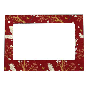 Red Crown Crane Sakura Pattern (1) Magnetic Frame