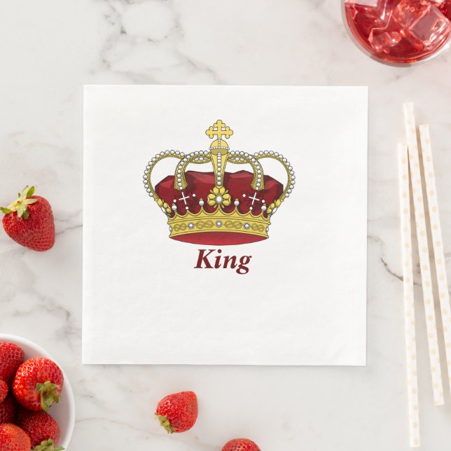 Red Crown King Paper Dinner Napkins (Insitu)