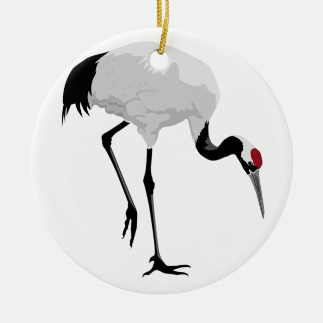 Red-Crowned Crane (a.k.a. Japanese Crane) Ceramic Ornament (Front)
