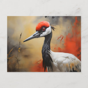 Red Crowned crane close up Postcard