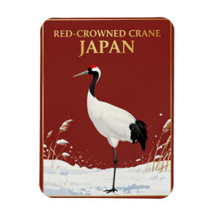 Red-Crowned Crane Japanese Bird Magnet
